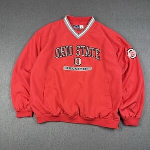 VINTAGE Ohio State Buckeyes Jacket Mens Large Red Cadre Windbreaker Pullover 90s